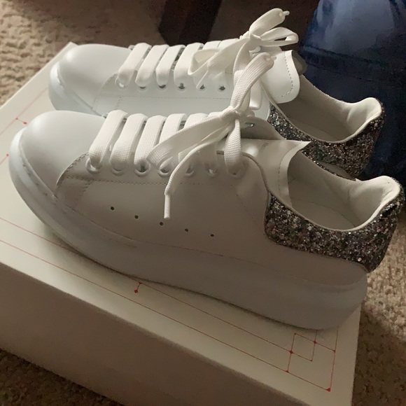 Alexander McQueen Shoes All White Alexander Mqueens With Glitter